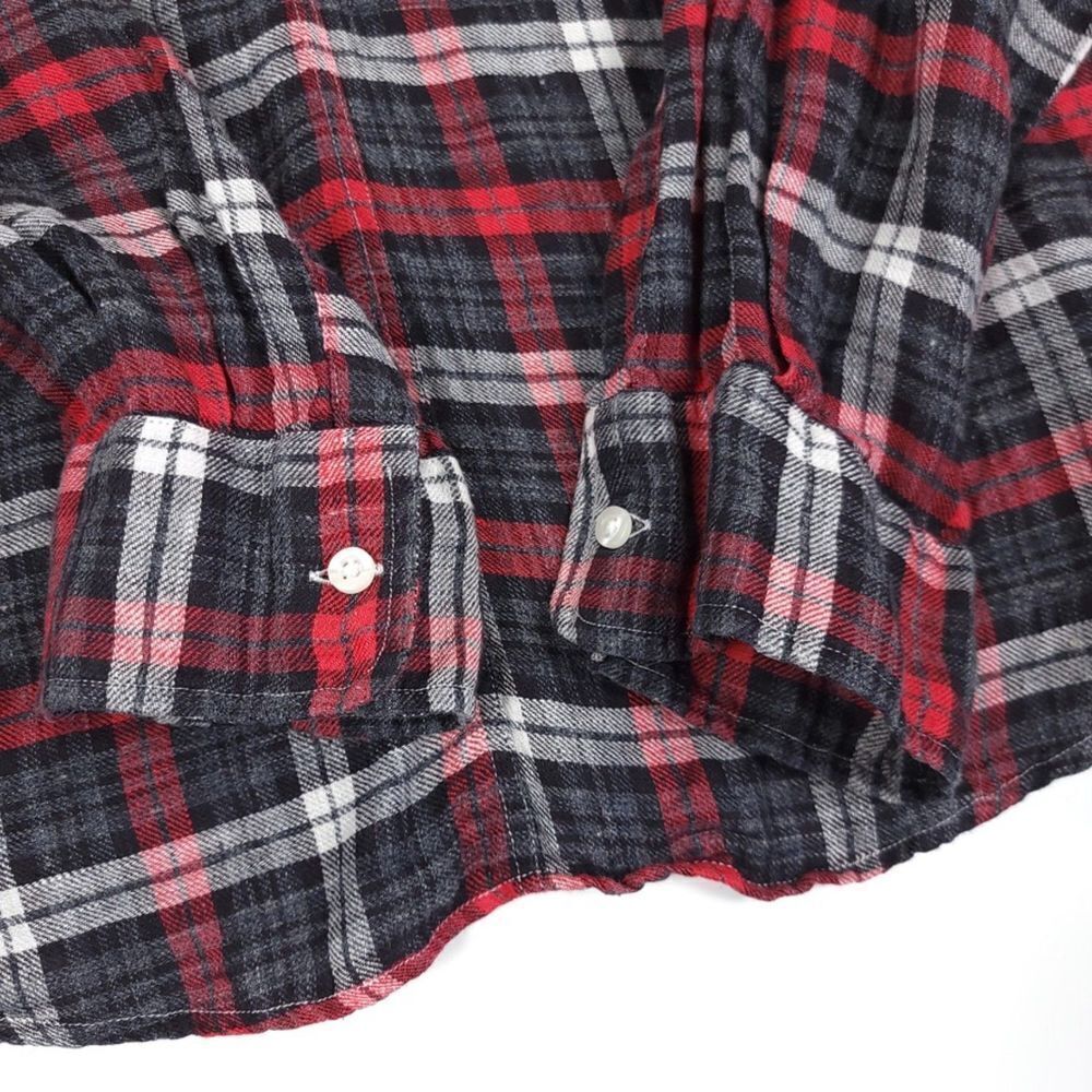 FRANK AND EILEEN 100% Linen Paul Oversized Button Down Shirt Red Gray Plaid XL - Picture 5 of 11